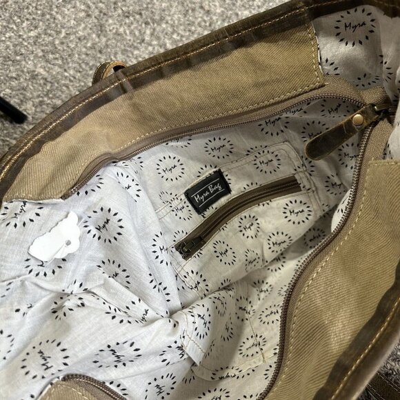 Myra Bag Weekender Travel Bag Western Leather Aztec Tote Shoulder Bag Large New - Picture 9 of 10